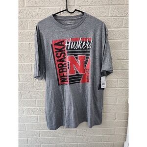 Nebraska Huskers Football Big Logo Shirt Gray Adult Large
